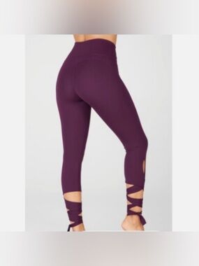 Fabletics PureLuxe High Waisted Tie Up Leggings Purple Plum one Size